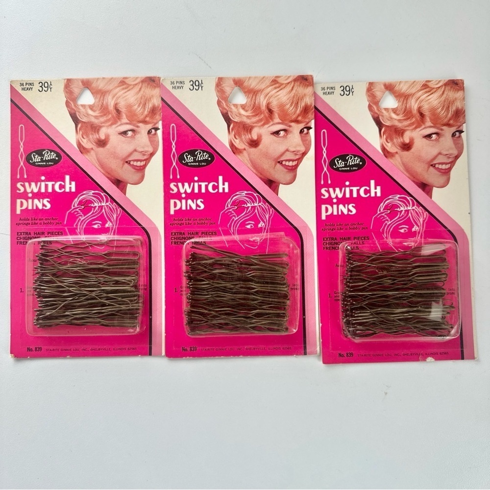 VTG 3-pk 1960’s Sta-Rite Hair Pins Switch No. 839 Anchor Ginnie Lou 36 Count